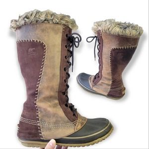 Sorel Cate the Great Brown Boots Weatherproof Lace up 7